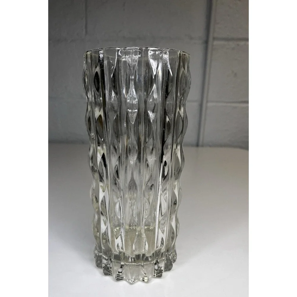 Vintage‎ Fidenza Vetraria Italy Glass Vase MCM Wavy Pressed Scallop 9